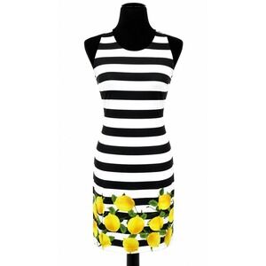 Milly For Design‎ Nation Womens Sheath Dress Size 12 White Stripe Citrus Combo